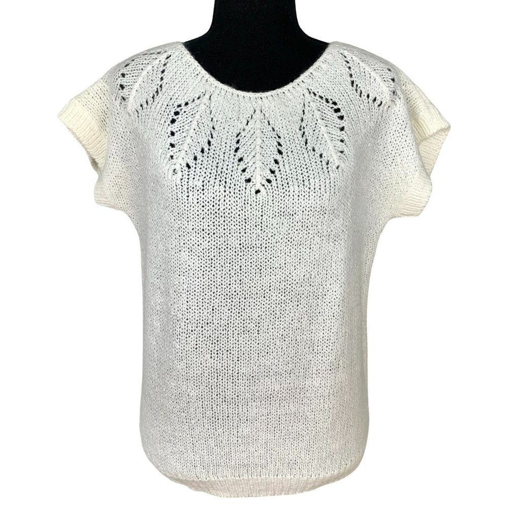 MARKS & SPENCER White Knit Short Sleeve Top